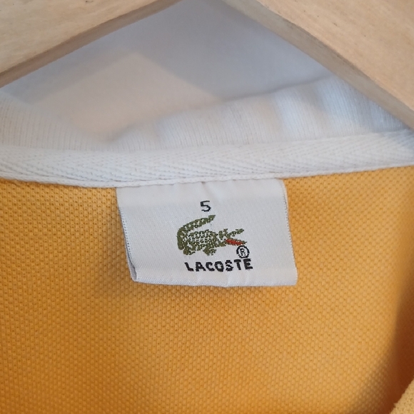 Lacoste Women's Slim Fit Size 5 Yellow Polo Tee - Picture 3 of 4